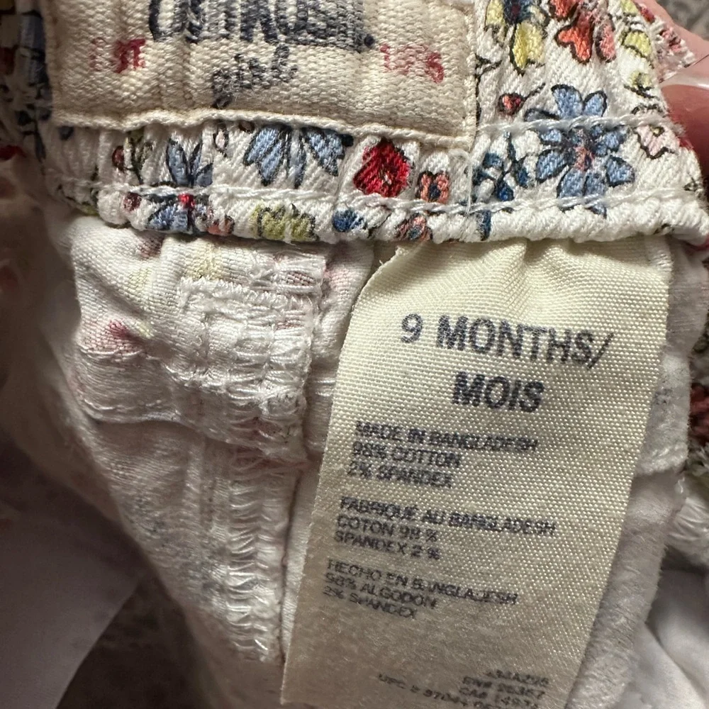 OshKosh B’gosh Baby Girl Floral Jeans 9M Stretch Denim Pants *